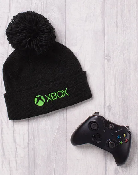 XBOX Kids Bobble Hat | Black Green Beanie Gamer Gift For Boys & Girls | Winter Hat